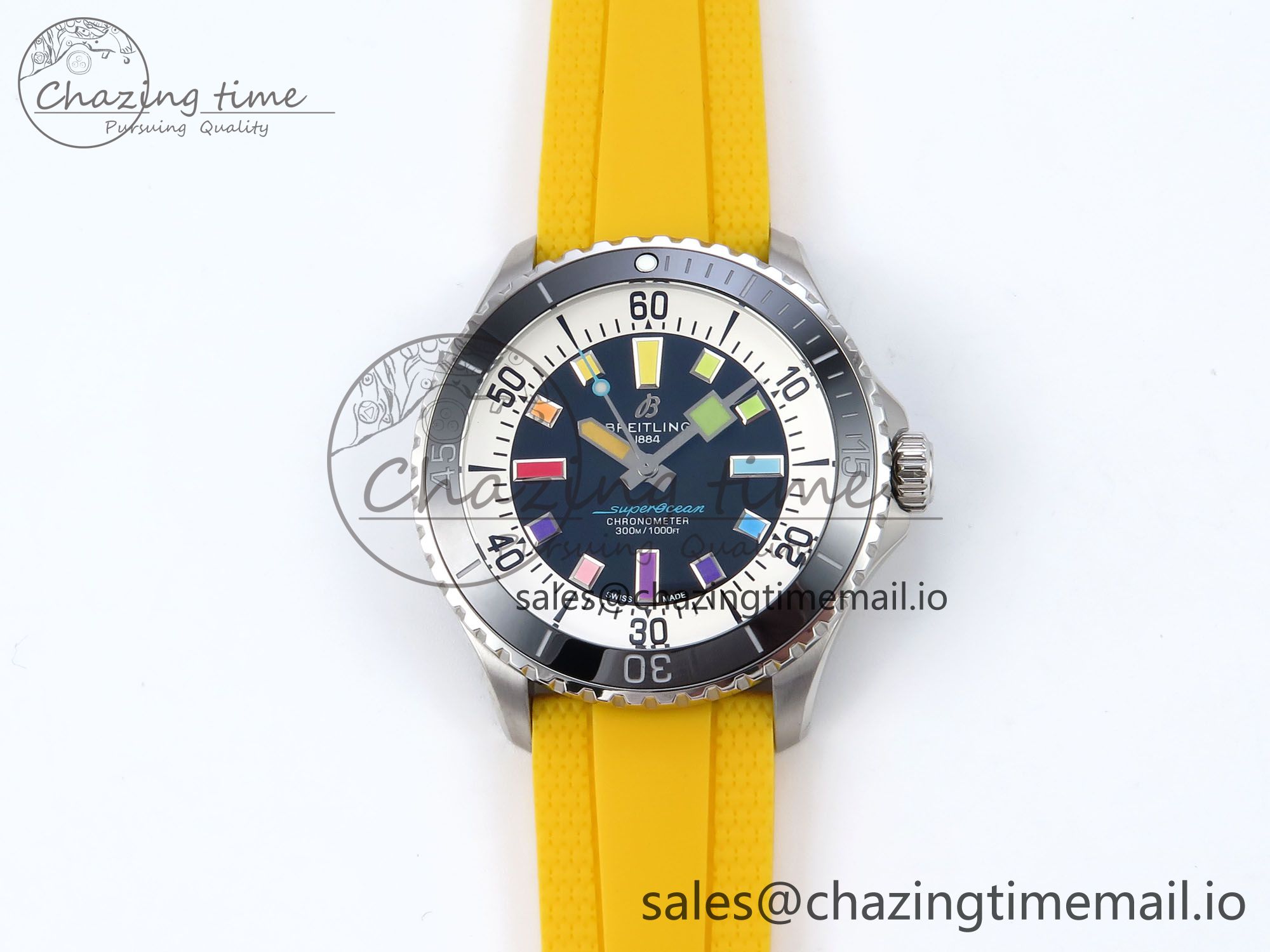 [TF공장]브라이틀링 SuperOcean Automatic 42 Black Dial on Yellow Rubber Strap A2824