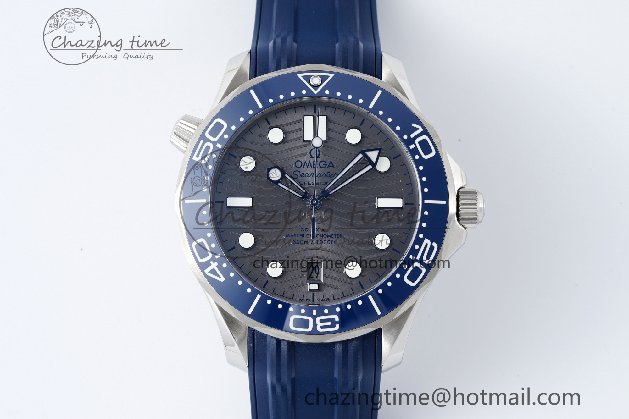 [ZF공장]오메가 Seamaster Diver 300M  Blue Ceramic Gray Dial on Blue Rubber Strap A8800