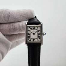 [F1공장]까르띠에 탱크머스트 22mm 스몰 화이트다이얼 블랙가죽스트랩